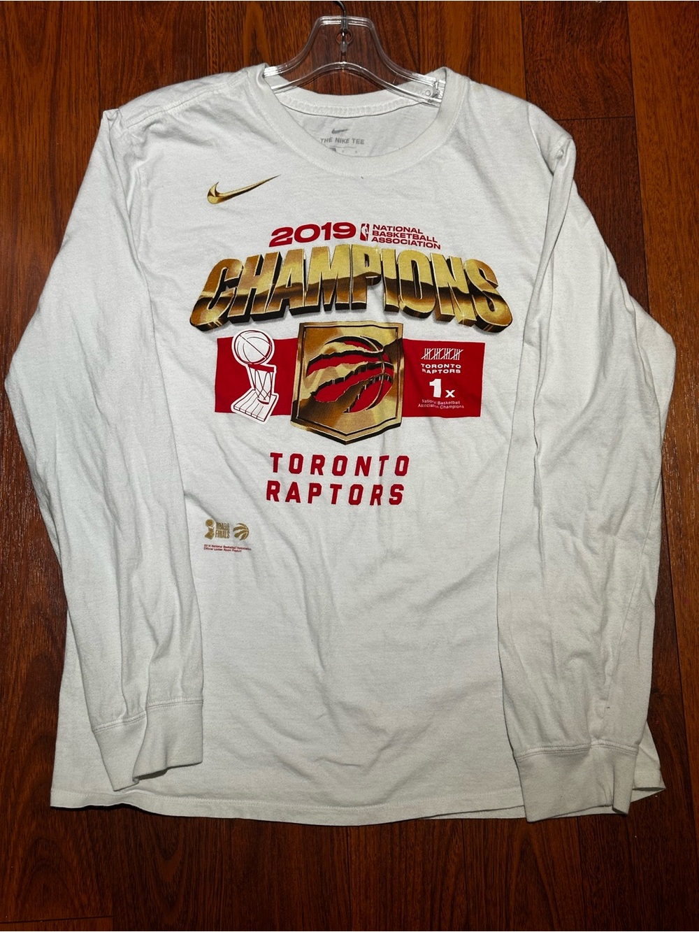 Nike White 2019 Champions Toronto Raptors Long Sleeve Tee